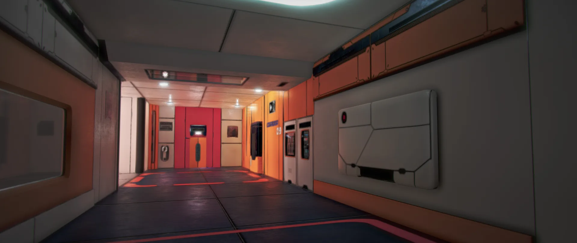 Mobile-optimized sci-fi lab interior running in Unity