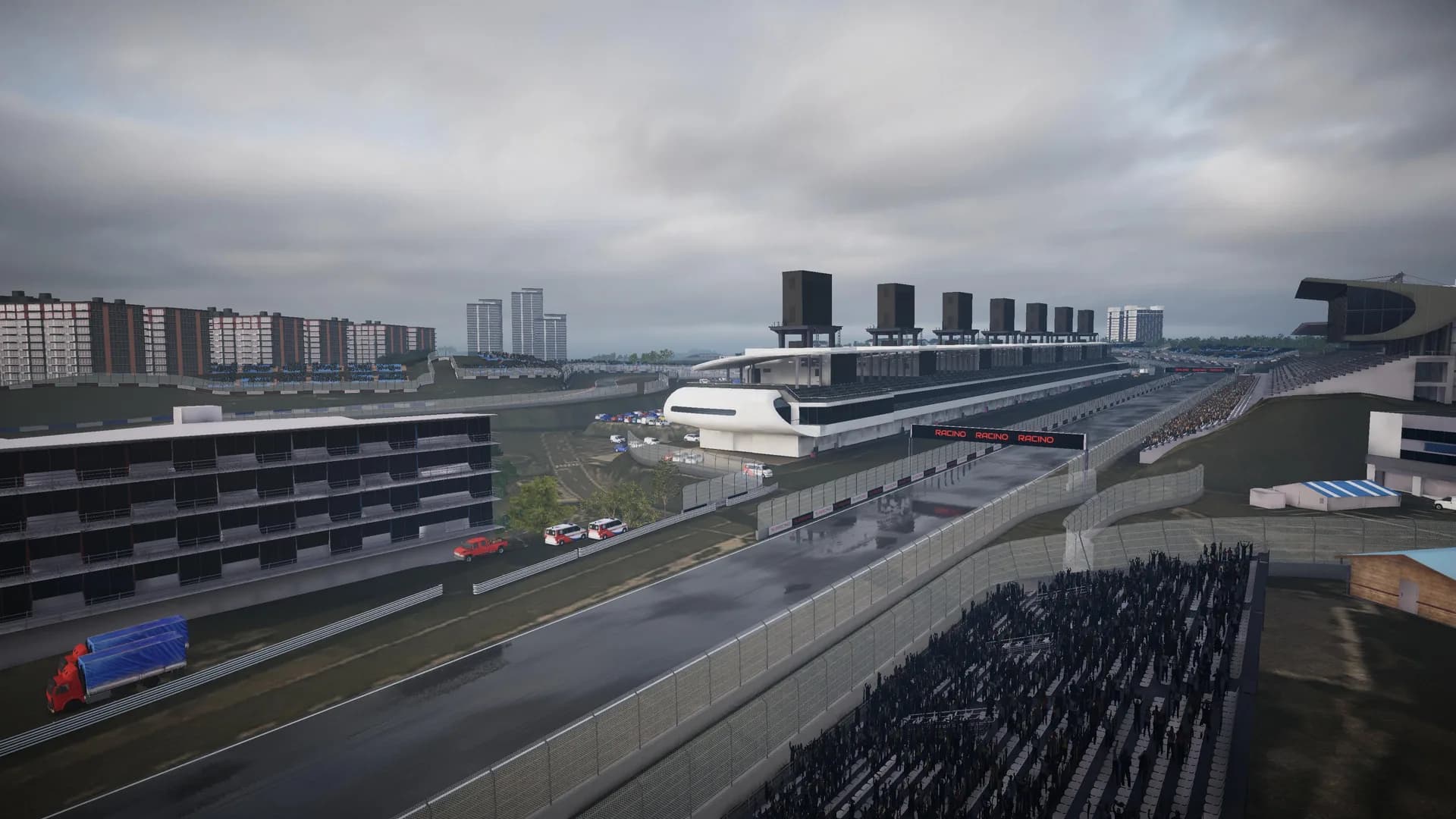 City racetrack with real-time lighting and WebGL optimization