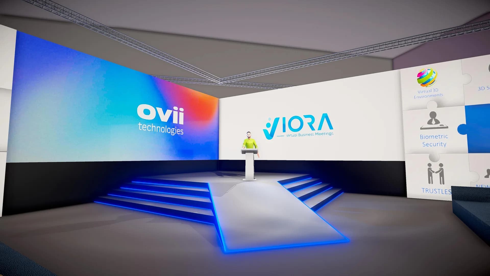 Real-time lighting and VFX on a virtual keynote stage in Unity