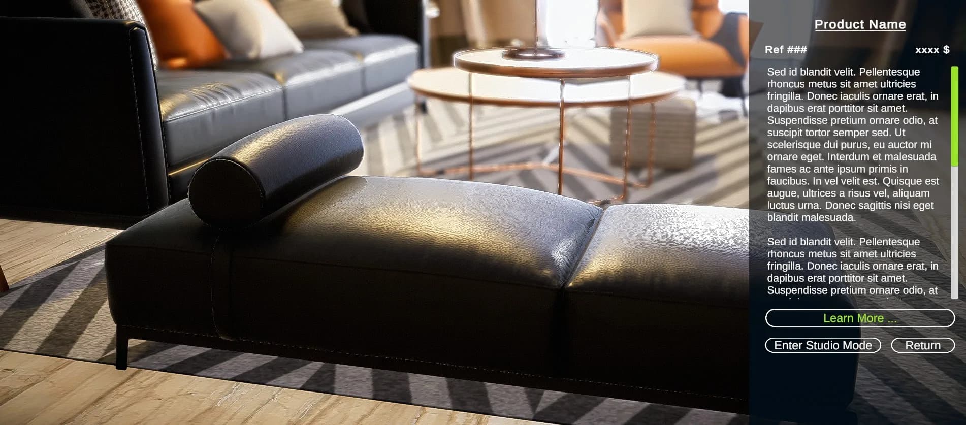 UI overlay system for browsing product information in Unity