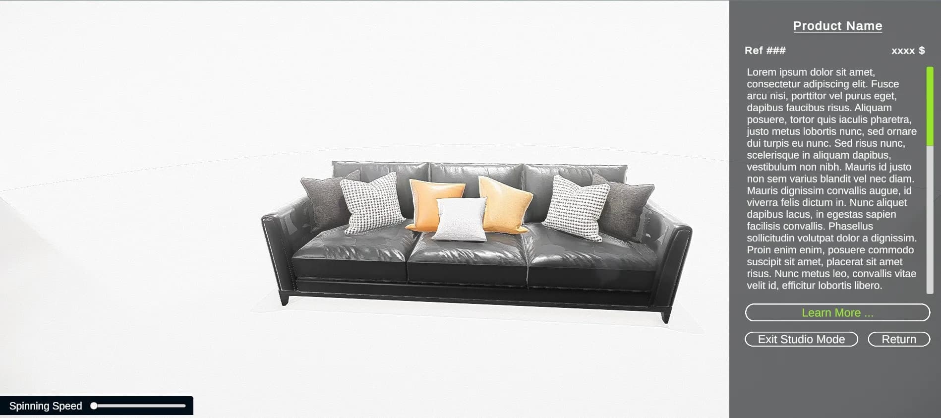 Web-based virtual showroom with dynamic featured product highlights